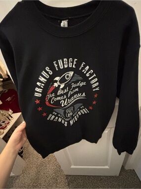 Uranus Fudge Factory Black Graphic Sweatshirt